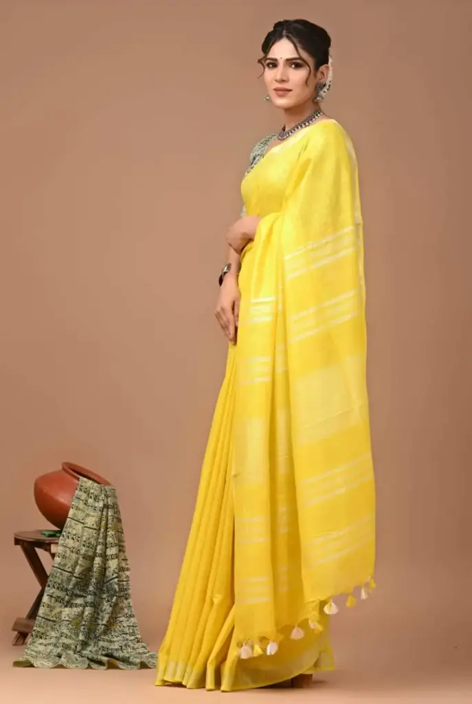 Linen Cotton Handloom Saree