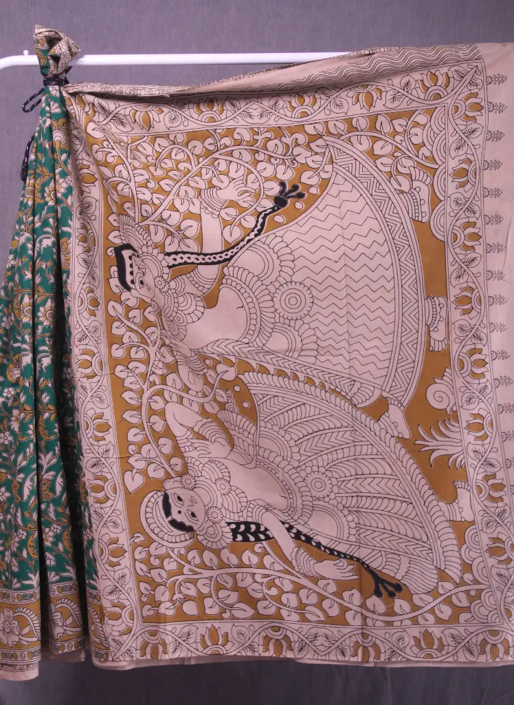 Golden Dancer Kalamkari Saree