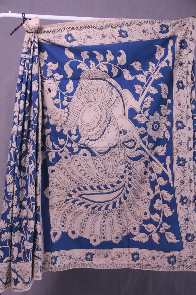 Peacock Paradise Kalamkari Saree