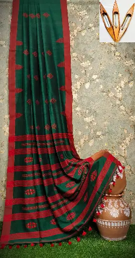 Loom Bloom Mercerized Cotton Jamdani Saree