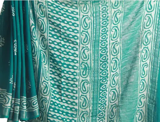 Artisan Handblock Saree Green