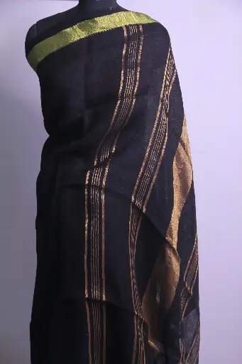 Gold Stripe Linen Saree 