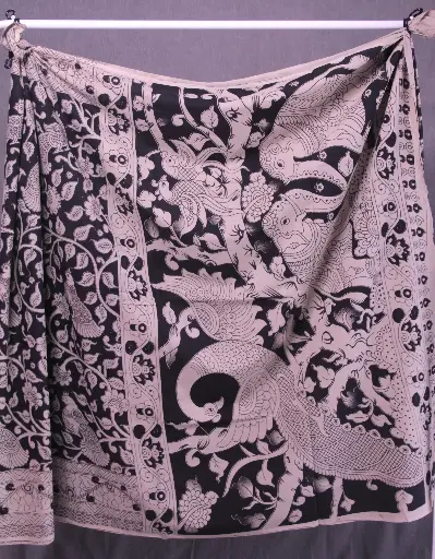 Monochrome Kalamkari Saree