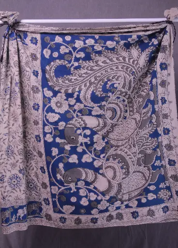 Peacock Bloom Kalamkari Saree