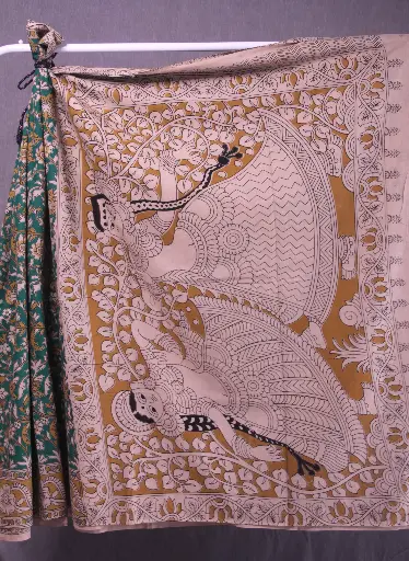 Golden Dancer Kalamkari Saree