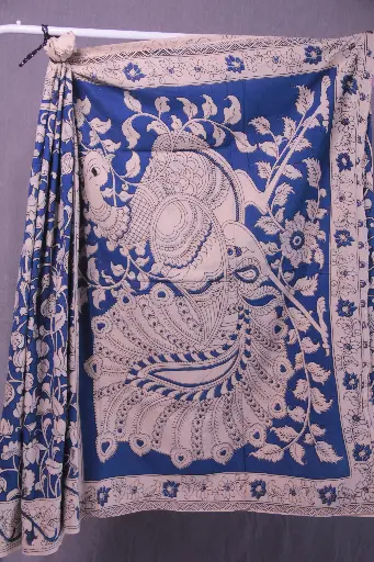 Peacock Paradise Kalamkari Saree