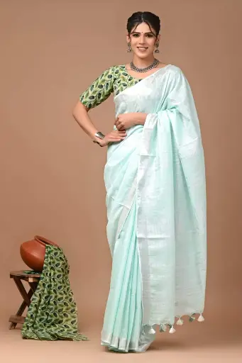 Linen Cotton Handloom Saree